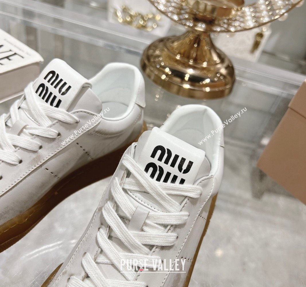 Miu Miu Bleached Suede Sneakers White 2024 081308 (MD-240813088)