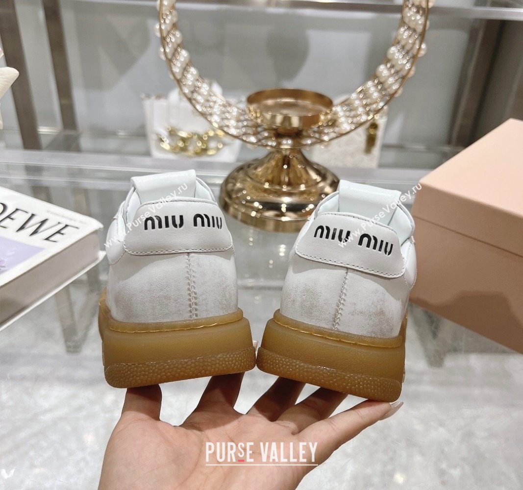 Miu Miu Bleached Suede Sneakers White 2024 081308 (MD-240813088)