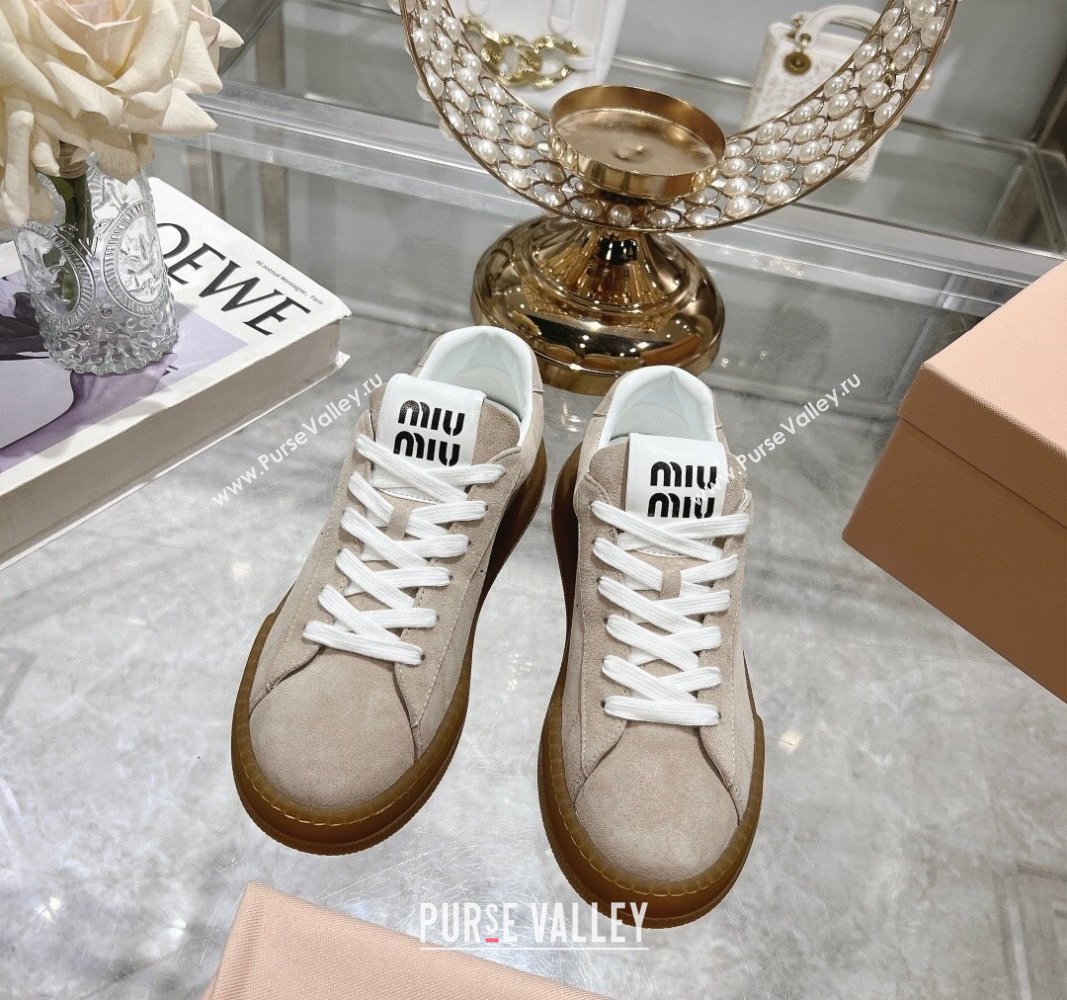 Miu Miu Suede Sneakers Beige 2024 081308 (MD-240813090)