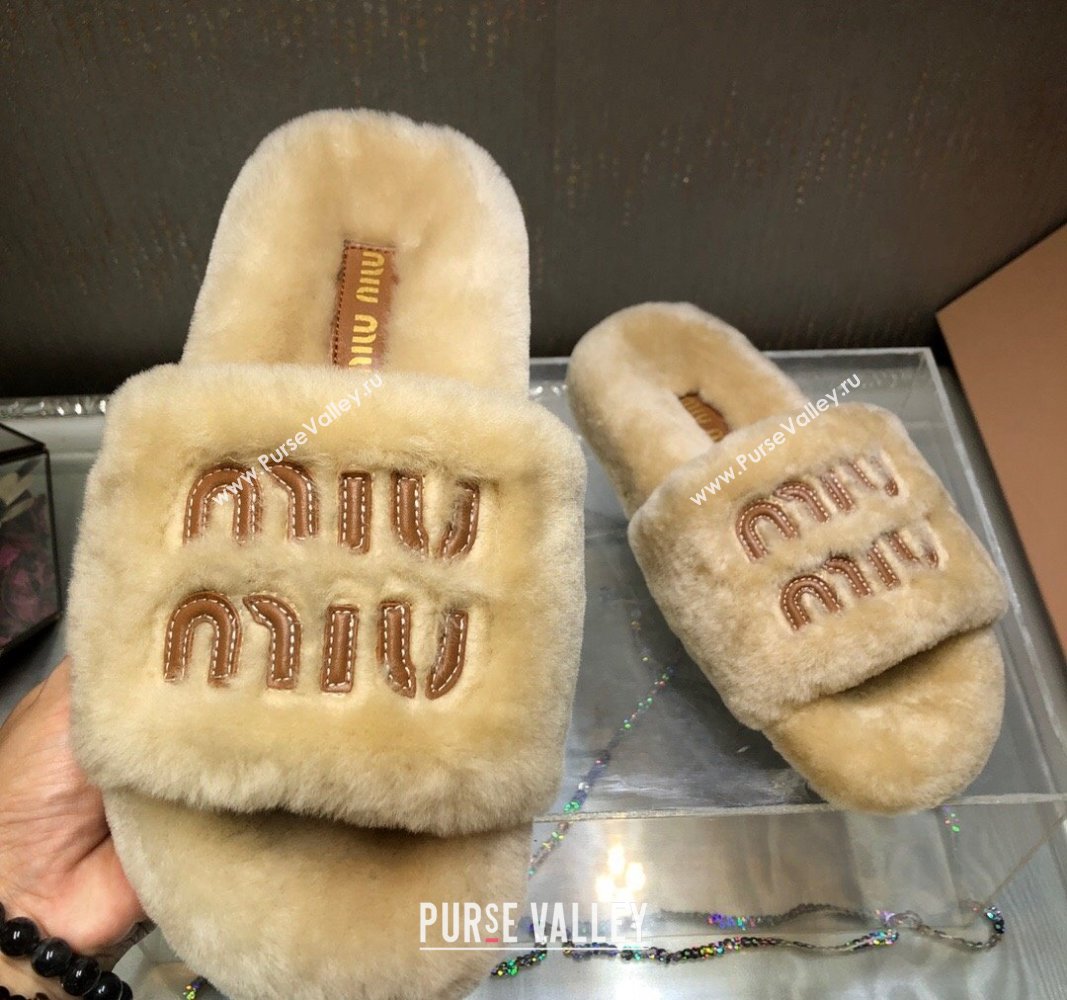 Miu Miu Wool Flat Slide Sandal Beige2 2024 0813 (MD-240813101)