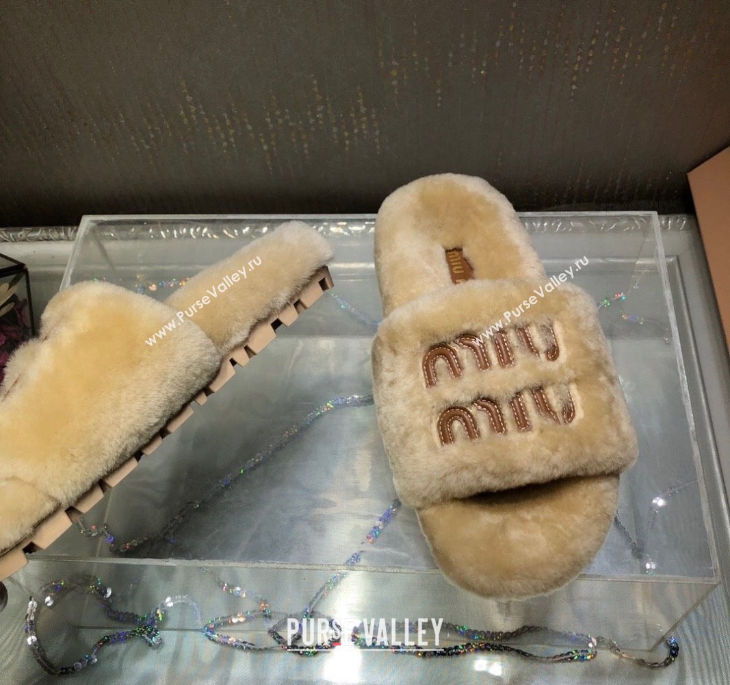 Miu Miu Wool Flat Slide Sandal Beige2 2024 0813 (MD-240813101)