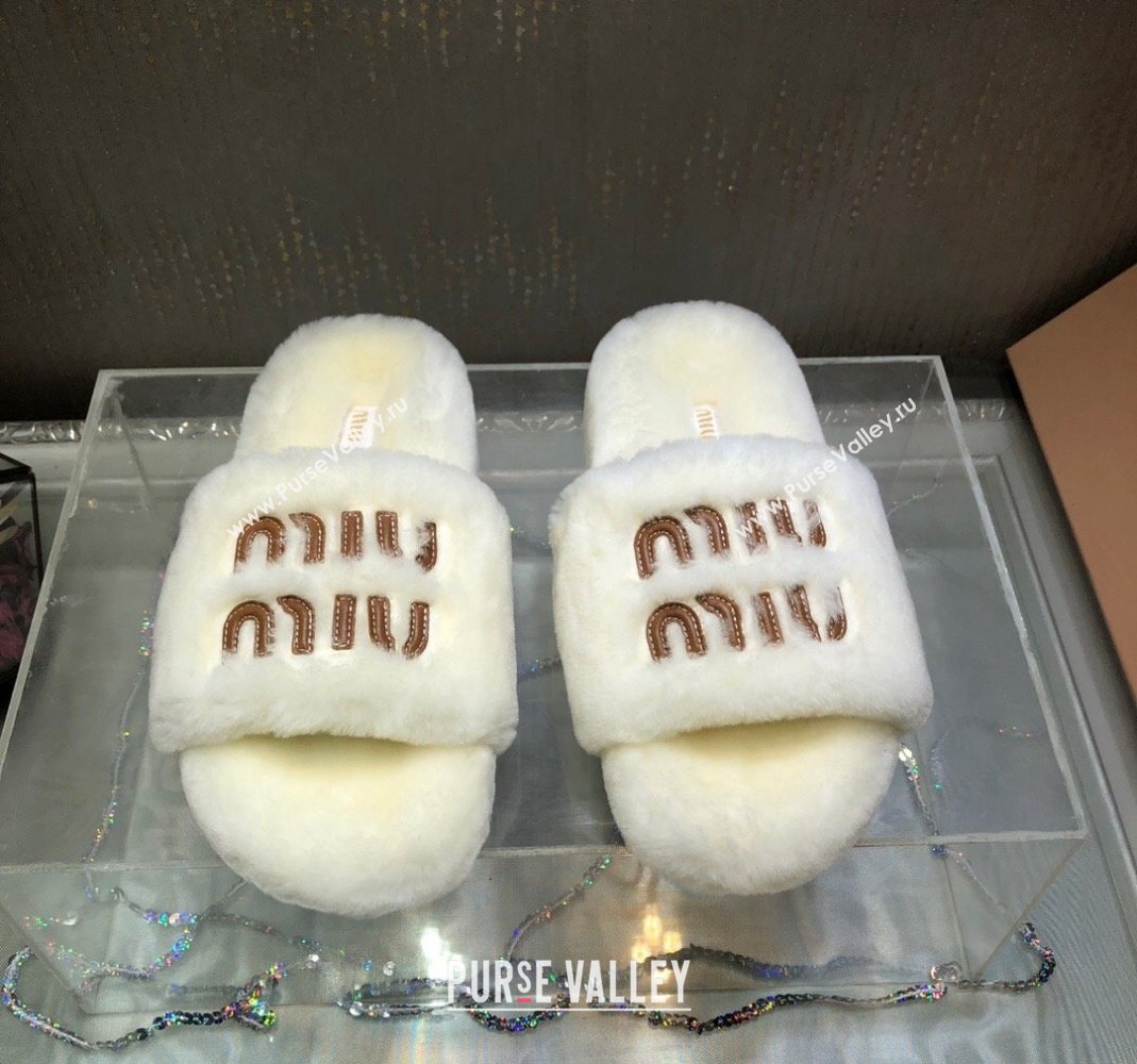 Miu Miu Wool Flat Slide Sandal White2 2024 0813 (MD-240813104)