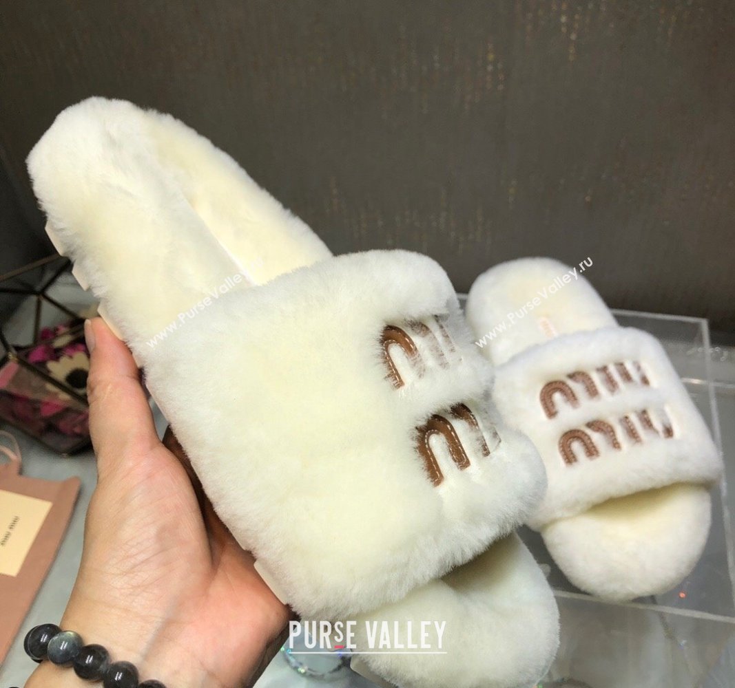 Miu Miu Wool Flat Slide Sandal White2 2024 0813 (MD-240813104)