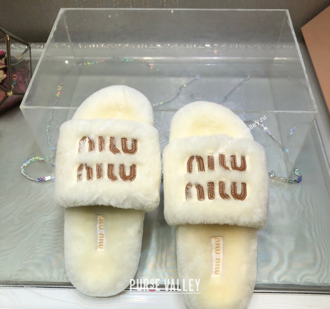 Miu Miu Wool Flat Slide Sandal White2 2024 0813 (MD-240813104)