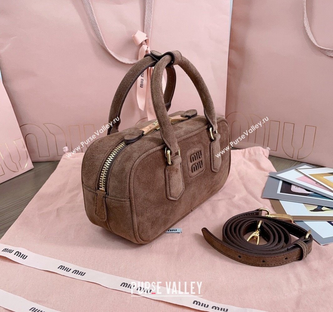 Miu Miu Arcadie Suede top handle bag Brown 2024 5BB142 (JD-240827093)