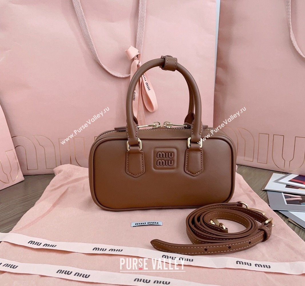 Miu Miu Arcadie Leather Mini Bag Brown2 2024 5BP088 (JD-240827094)