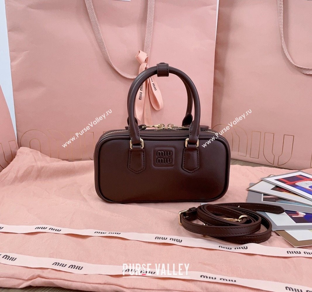 Miu Miu Arcadie Leather Mini Bag Dark Brown 2024 5BP088 (JD-240827096)