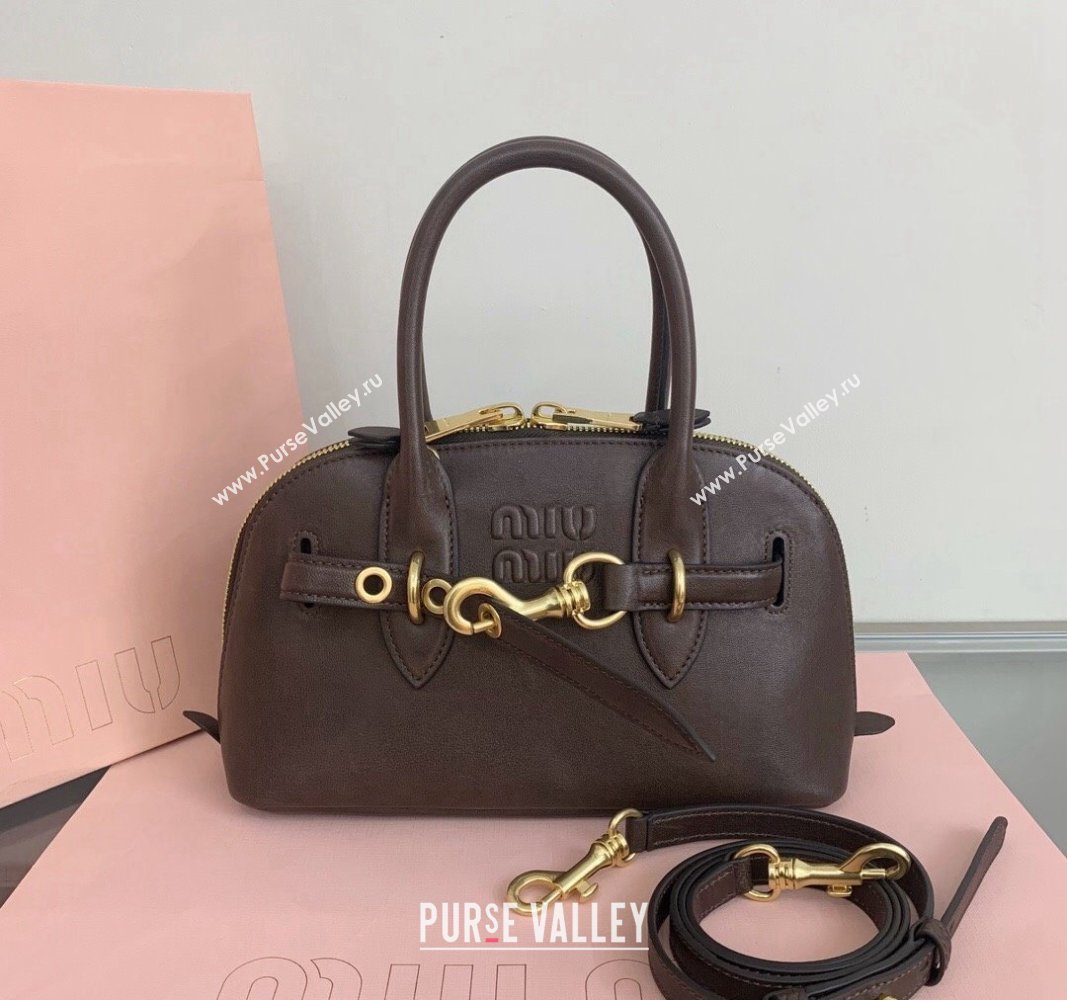 Miu Miu Aventure nappa leather top-handle bag Briarwood Brown 2024 5BB169 (LN-240923018)