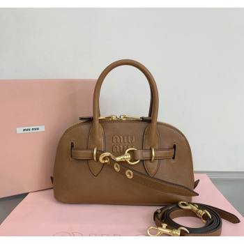 Miu Miu Aventure nappa leather top-handle bag Tan Brown 2024 5BB169 (LN-240923020)