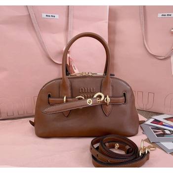 Miu Miu Aventure nappa leather top-handle bag Oak Brown 2024 5BB169 (JD-240923019)