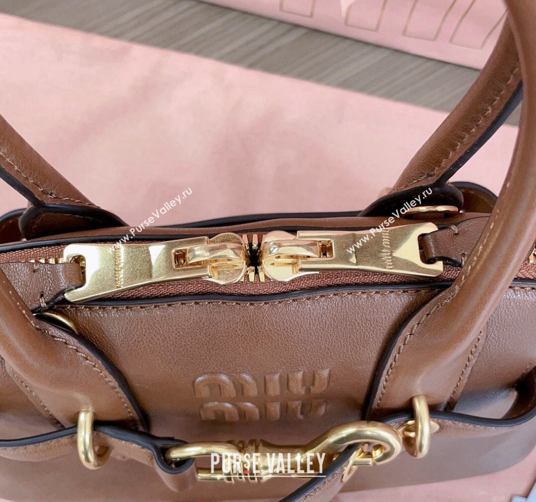 Miu Miu Aventure nappa leather top-handle bag Oak Brown 2024 5BB169 (JD-240923019)