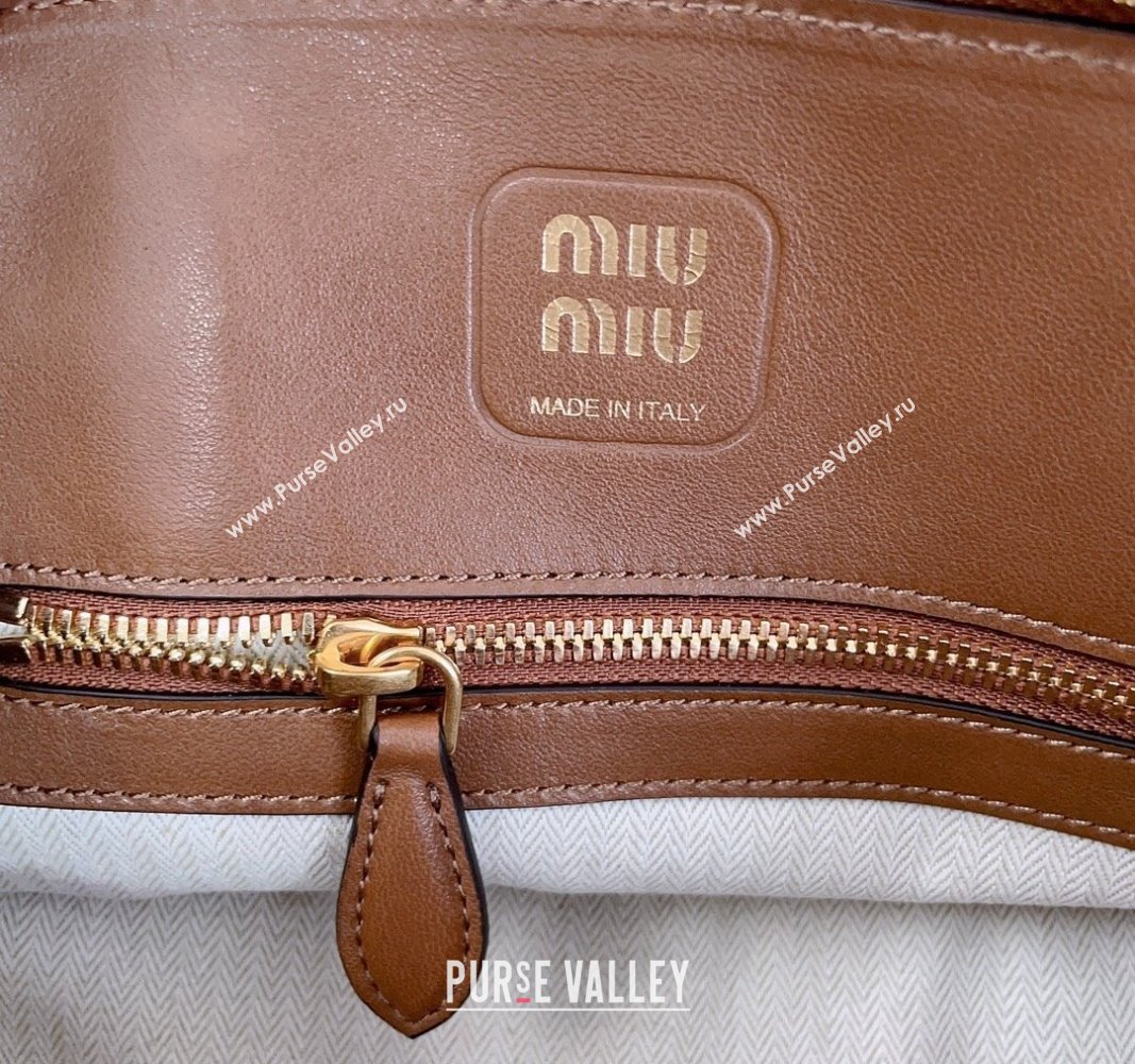 Miu Miu Aventure nappa leather top-handle bag Oak Brown 2024 5BB169 (JD-240923019)