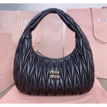 Miu Miu Wander Matelasse Nappa Leather Hobo bag 5BC108 Black 2024 (JD-240923021)