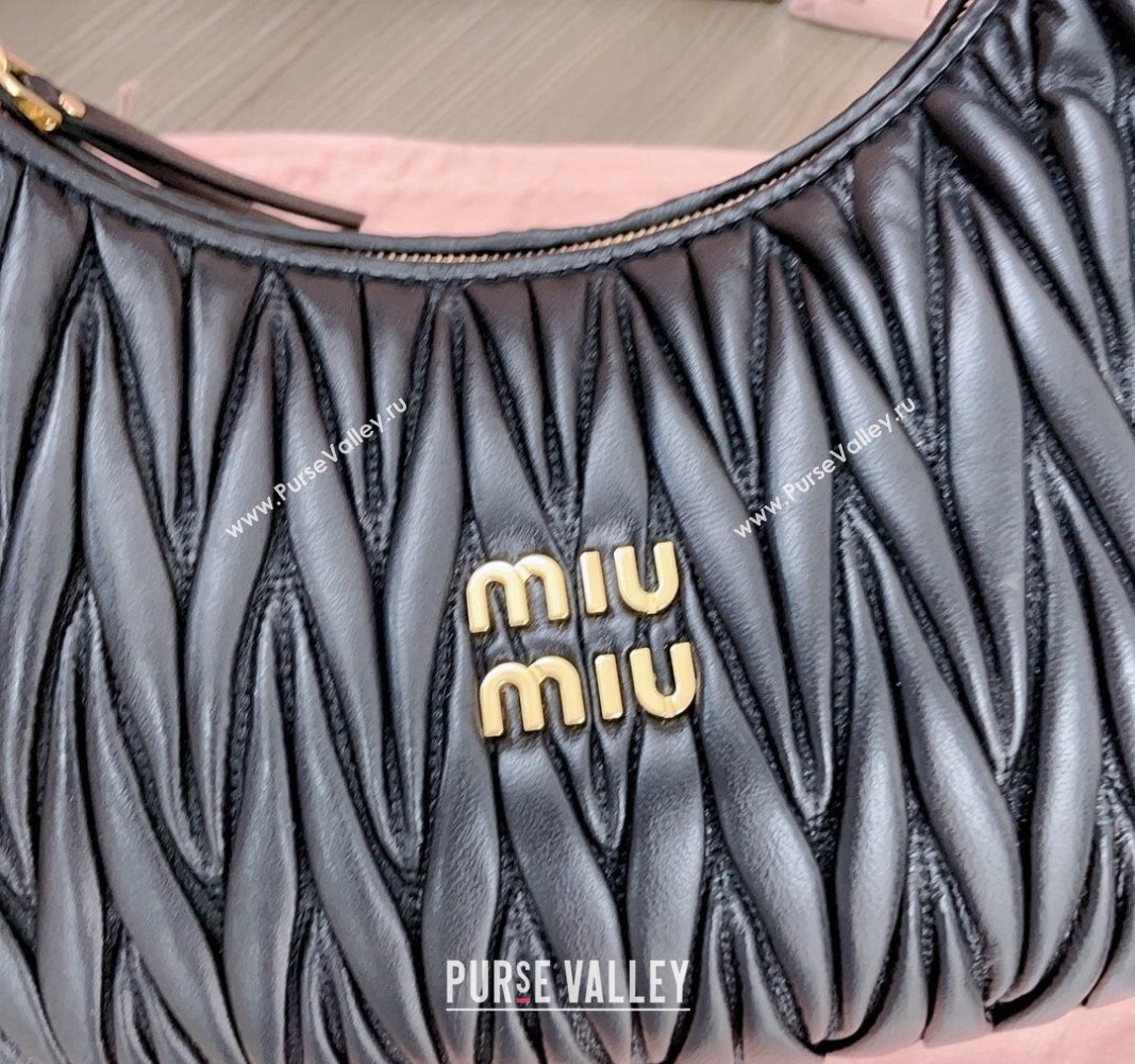 Miu Miu Wander Matelasse Nappa Leather Hobo bag 5BC108 Black 2024 (JD-240923021)