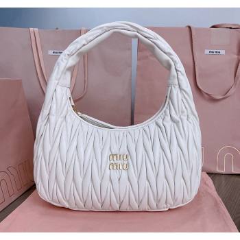 Miu Miu Wander Matelasse Nappa Leather Hobo bag 5BC108 White 2024 (JD-240923022)