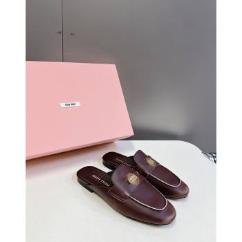 Miu Miu Bleached Leather Flat Mules with Coin Brown 2024 MM101202 (SS-241012069)