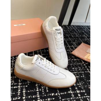 Miu Miu Wove-Embossed and Nappa Leather Sneakers White 2024 MM101401 (KL-241014004)