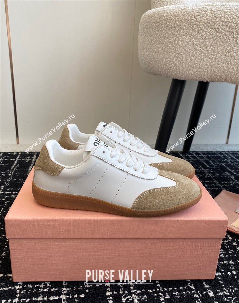 Miu Miu Nappa Leather and Suede Sneakers White/Beige 2024 MM101401 (KL-241014001)