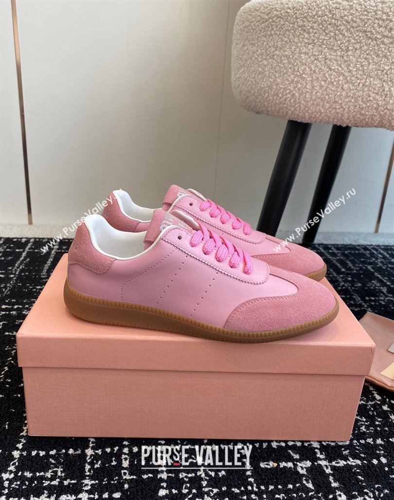 Miu Miu Nappa Leather and Suede Sneakers Pink 2024 MM101401 (KL-241014002)