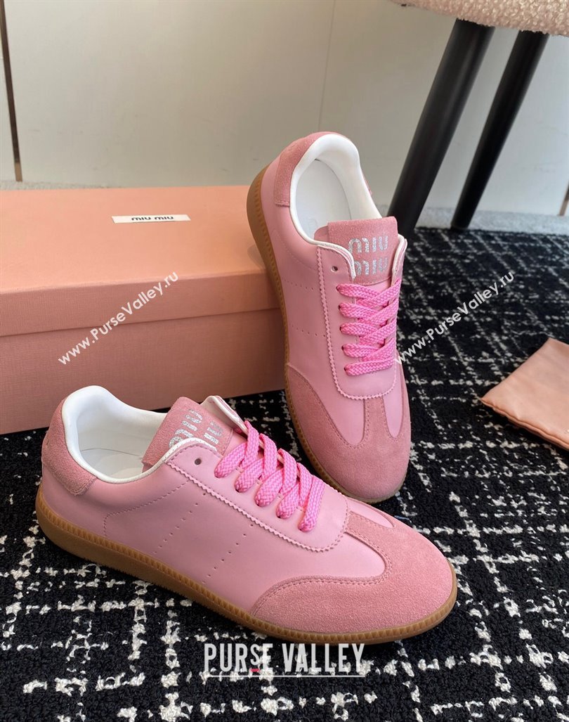 Miu Miu Nappa Leather and Suede Sneakers Pink 2024 MM101401 (KL-241014002)