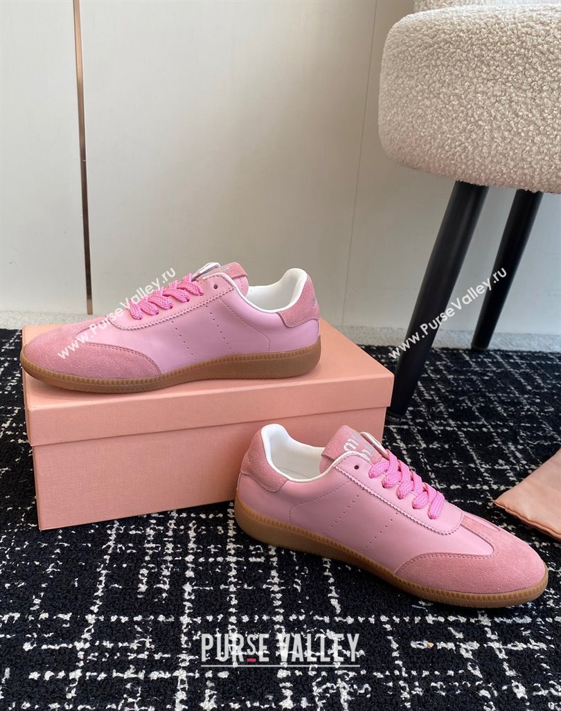 Miu Miu Nappa Leather and Suede Sneakers Pink 2024 MM101401 (KL-241014002)