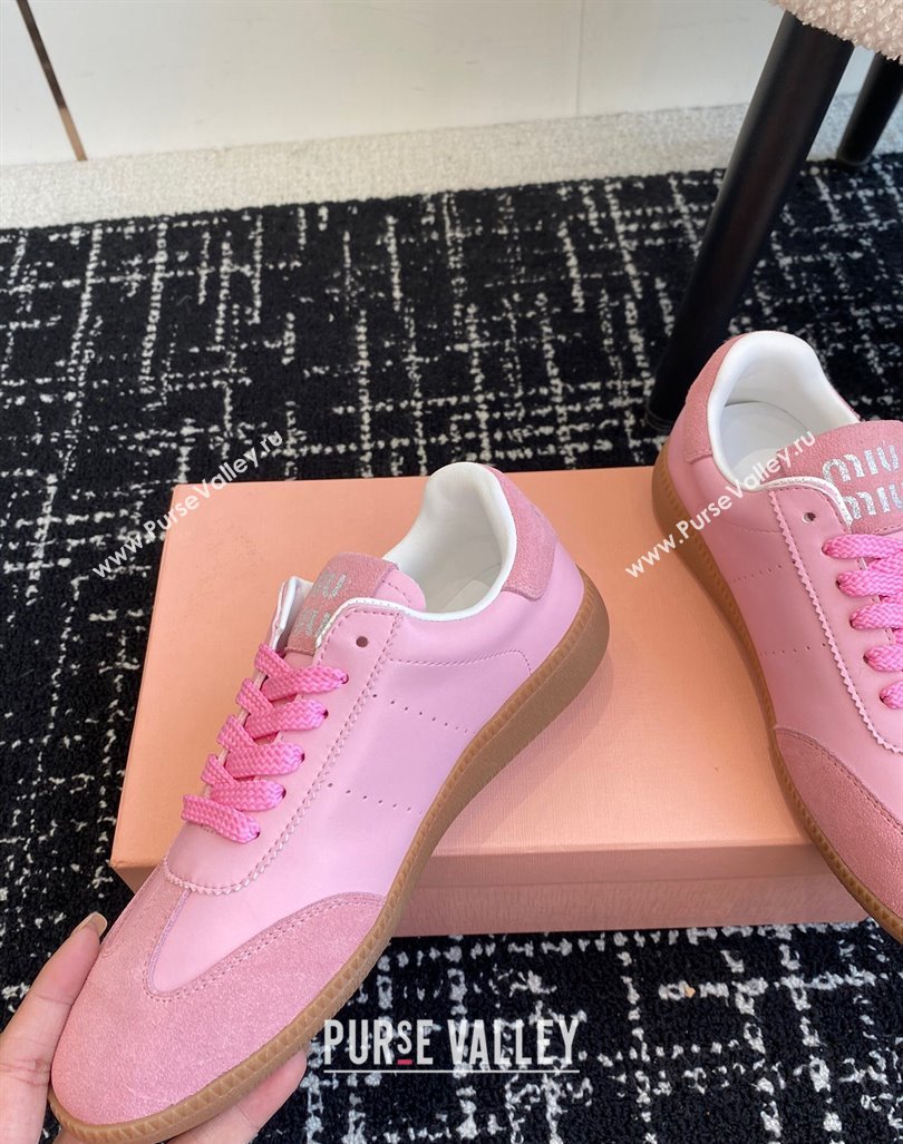 Miu Miu Nappa Leather and Suede Sneakers Pink 2024 MM101401 (KL-241014002)