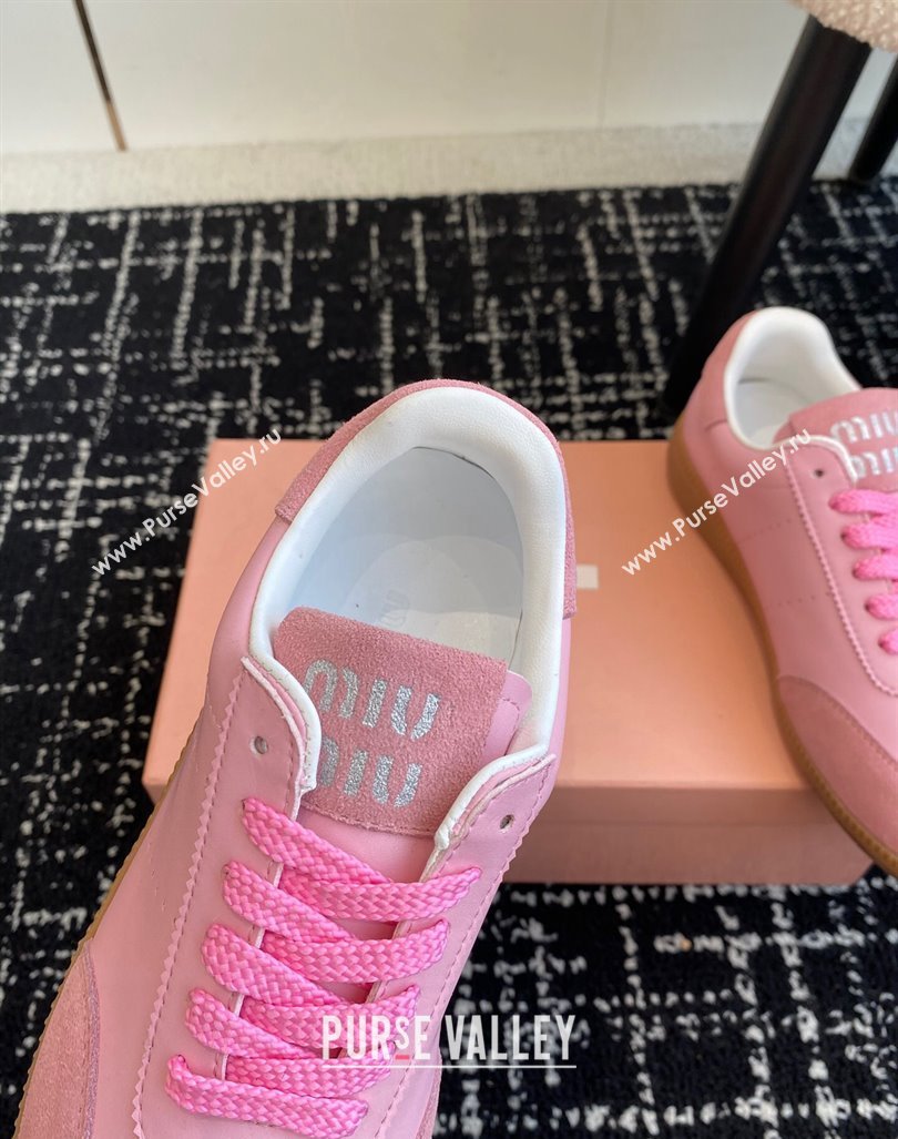 Miu Miu Nappa Leather and Suede Sneakers Pink 2024 MM101401 (KL-241014002)