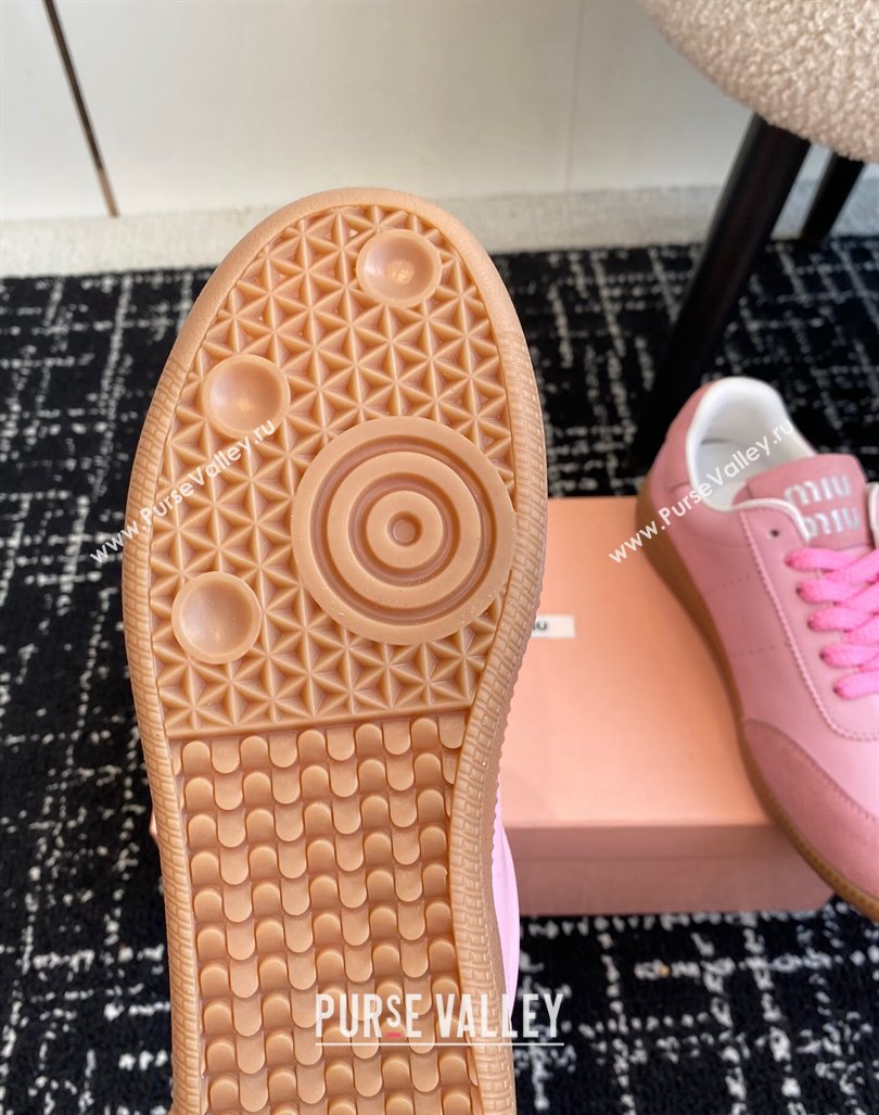 Miu Miu Nappa Leather and Suede Sneakers Pink 2024 MM101401 (KL-241014002)