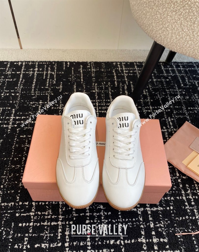 Miu Miu Nappa Leather Sneakers White2 2024 MM101401 (KL-241014003)