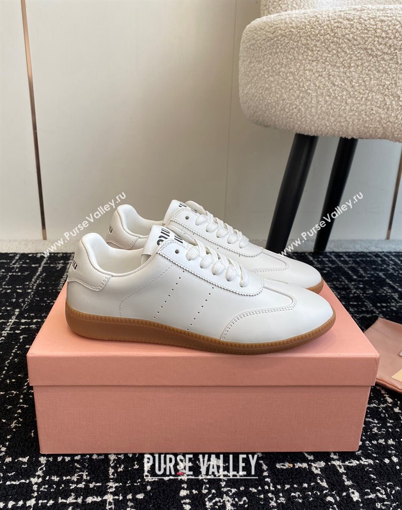 Miu Miu Nappa Leather Sneakers White2 2024 MM101401 (KL-241014003)