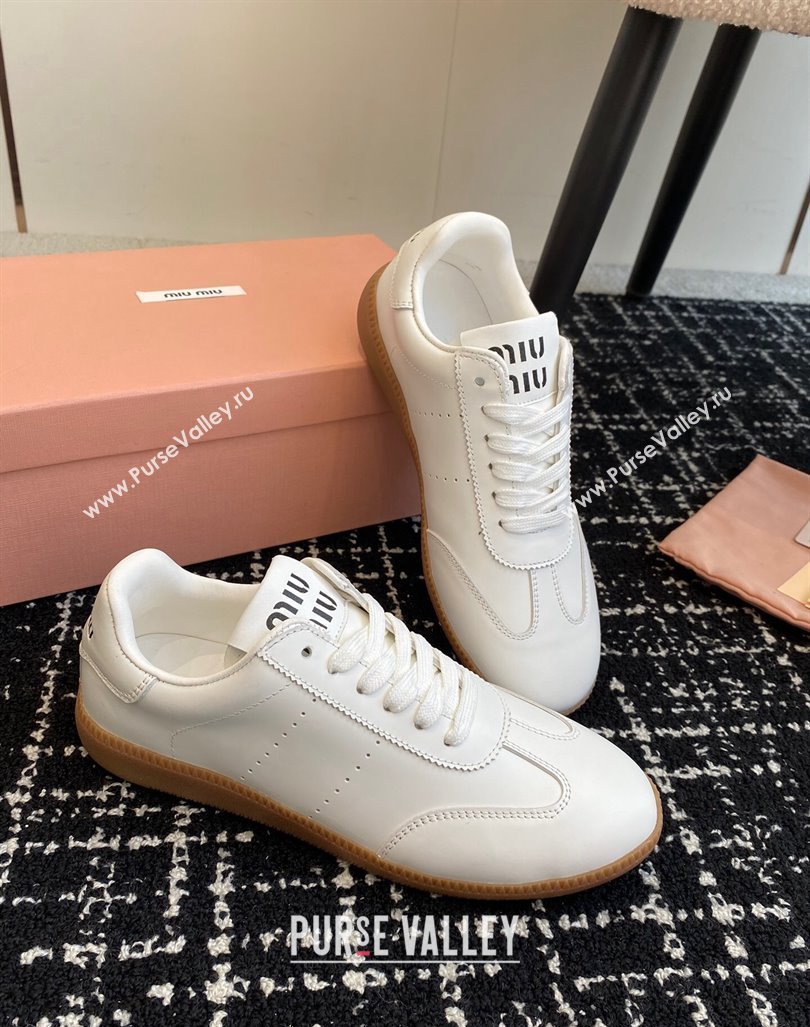 Miu Miu Nappa Leather Sneakers White2 2024 MM101401 (KL-241014003)