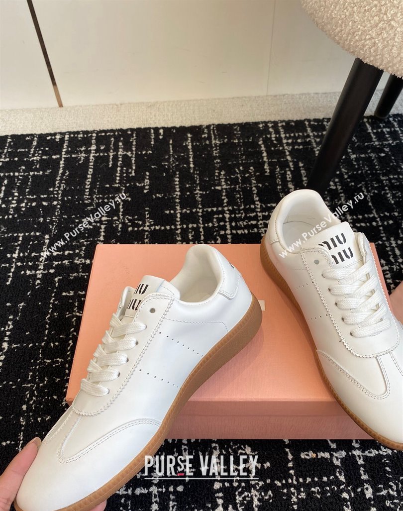 Miu Miu Nappa Leather Sneakers White2 2024 MM101401 (KL-241014003)