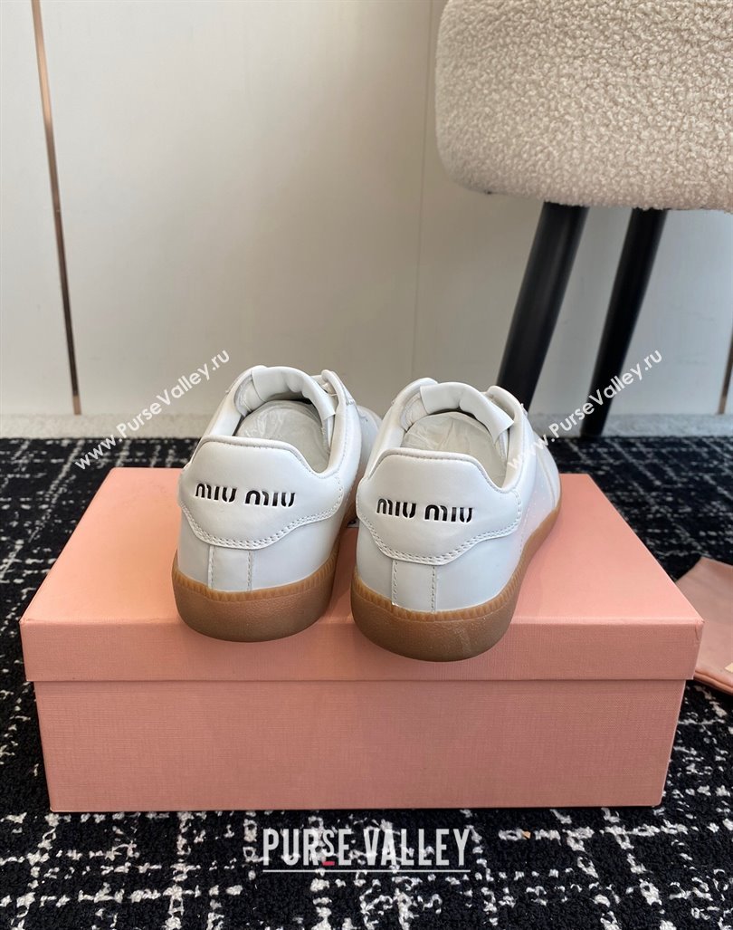 Miu Miu Nappa Leather Sneakers White2 2024 MM101401 (KL-241014003)