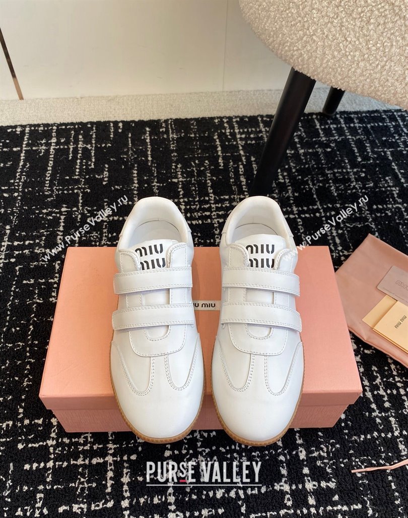 Miu Miu Nappa Leather Sneakers with Velcro Strap White2 2024 (KL-241014010)