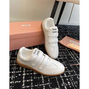 Miu Miu Nappa Leather Sneakers with Velcro Strap White2 2024 (KL-241014010)