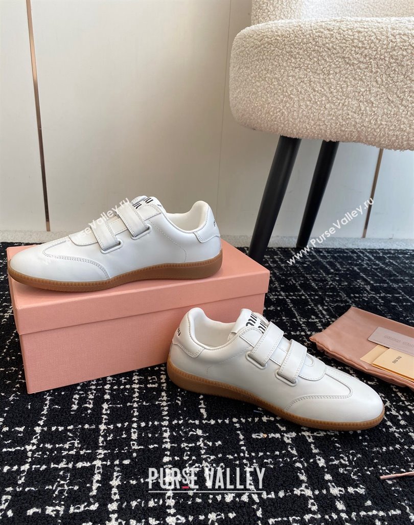 Miu Miu Nappa Leather Sneakers with Velcro Strap White2 2024 (KL-241014010)