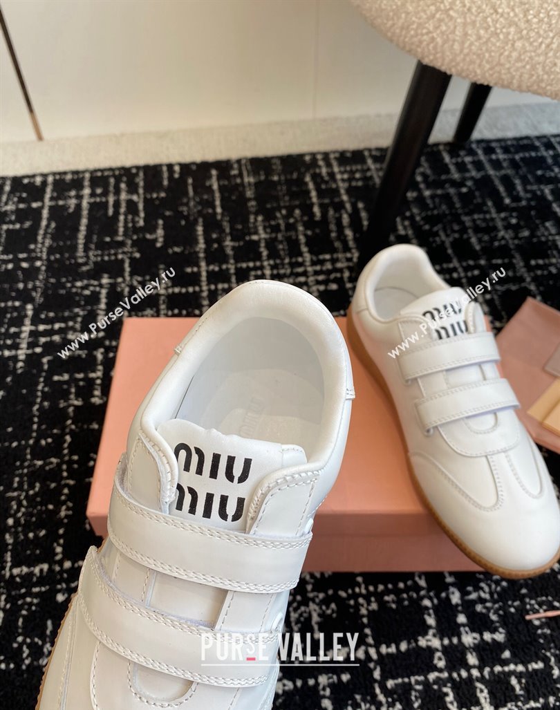 Miu Miu Nappa Leather Sneakers with Velcro Strap White2 2024 (KL-241014010)