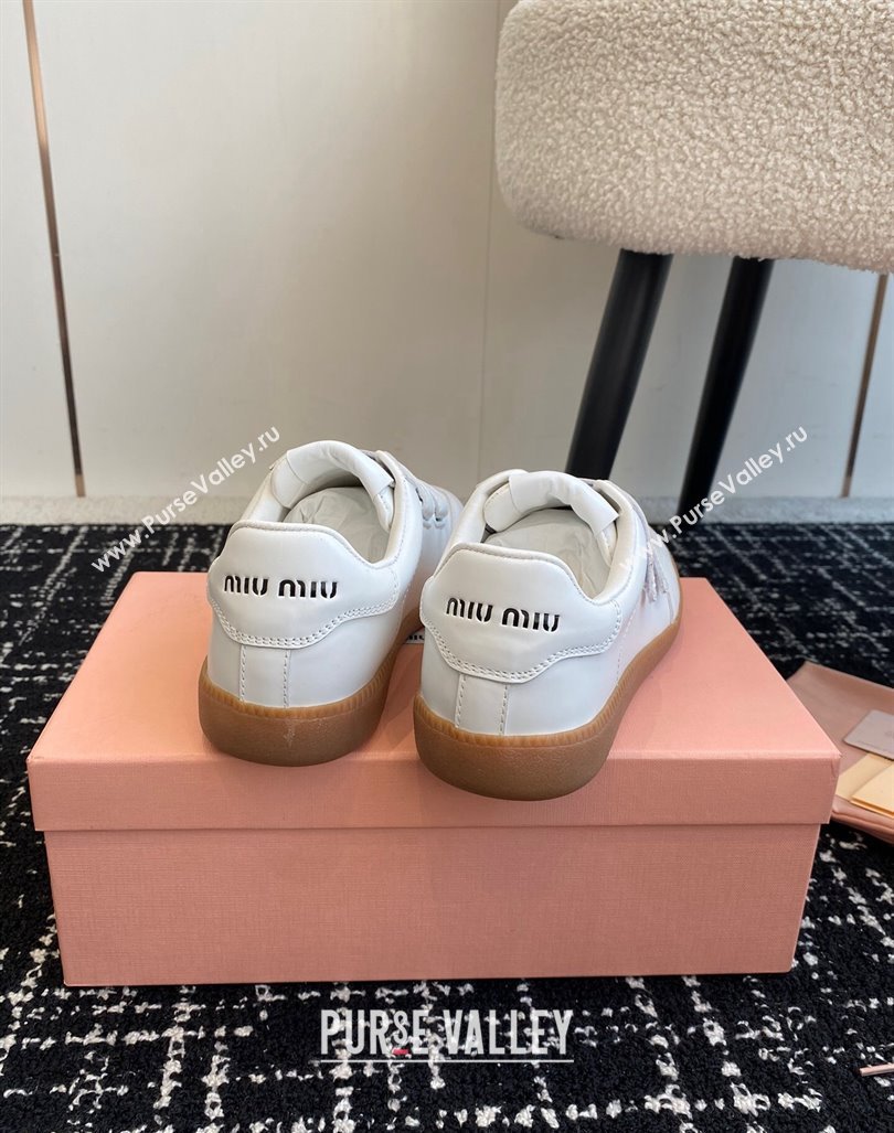 Miu Miu Nappa Leather Sneakers with Velcro Strap White2 2024 (KL-241014010)