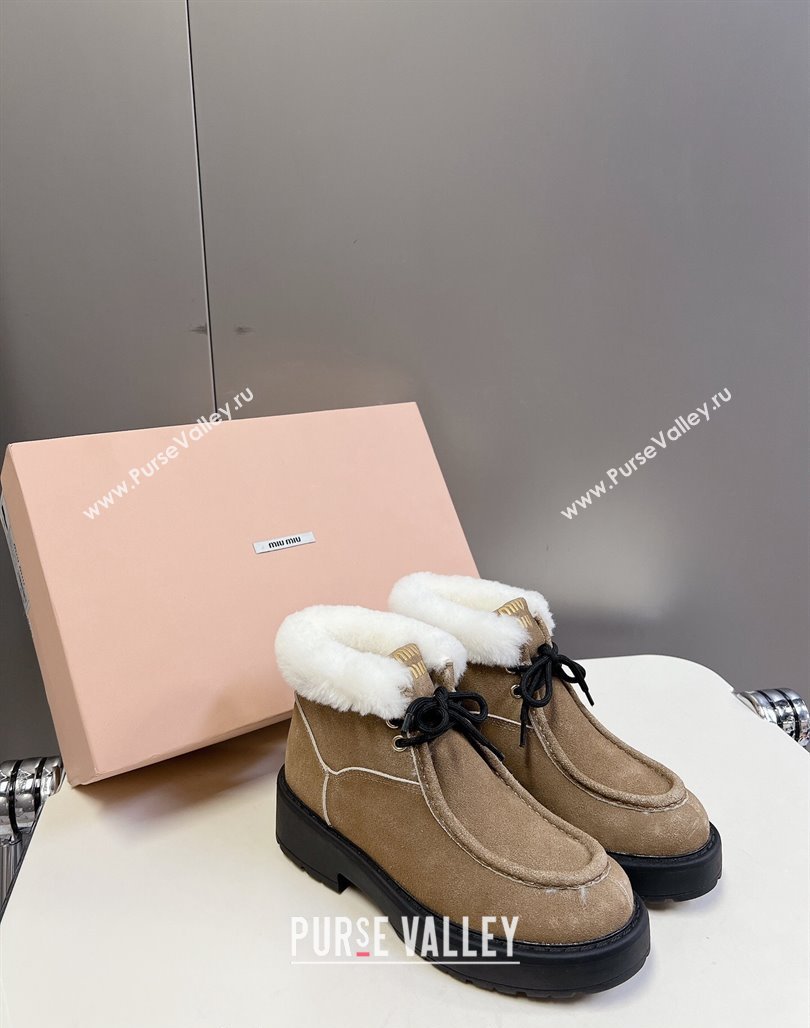 Miu Miu Fume Ankle Boots 5cm in Suede and Wool Bronw2 2024 (KL-241012046)