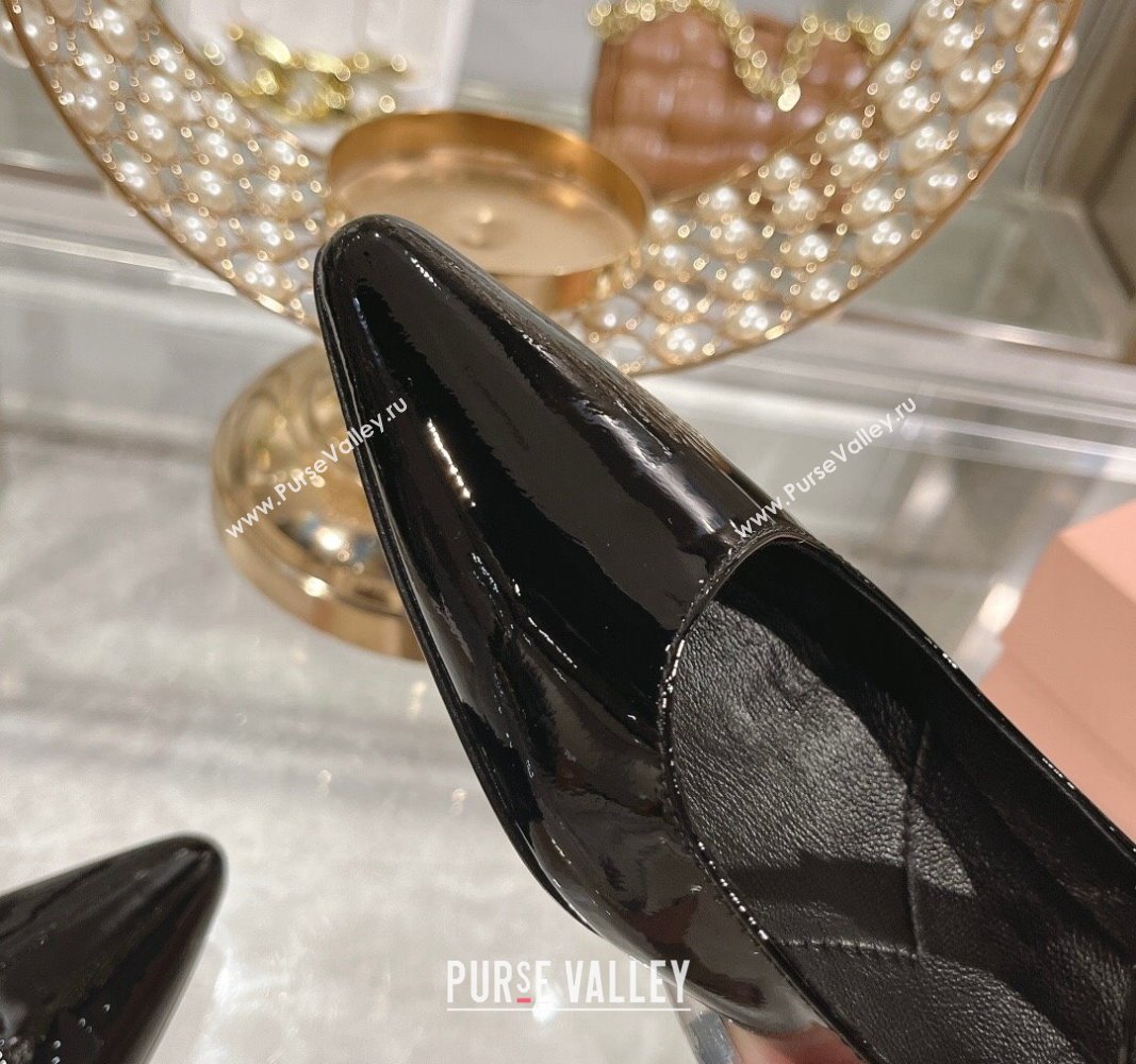 Miu Miu Patent Leather Mary Janes Pumps Black 2024 MM101404 (KL-241014021)