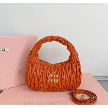 Miu Miu Wander Matelasse Nappa Leather Small Hobo bag 5BC125 Orange 2024 (LN-24103084)