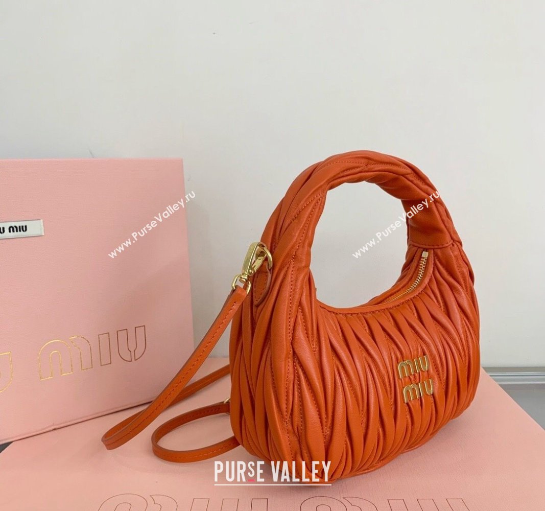 Miu Miu Wander Matelasse Nappa Leather Small Hobo bag 5BC125 Orange 2024 (LN-24103084)