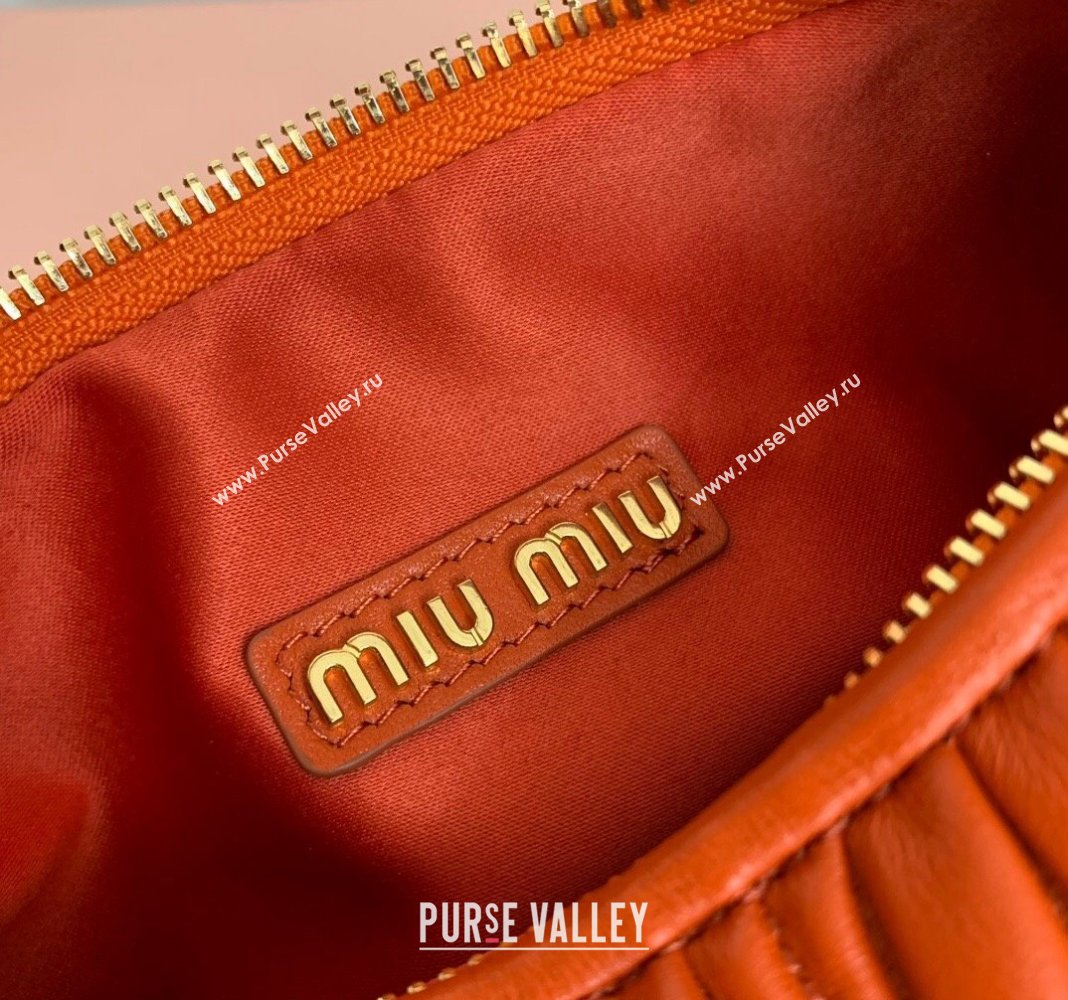 Miu Miu Wander Matelasse Nappa Leather Small Hobo bag 5BC125 Orange 2024 (LN-24103084)