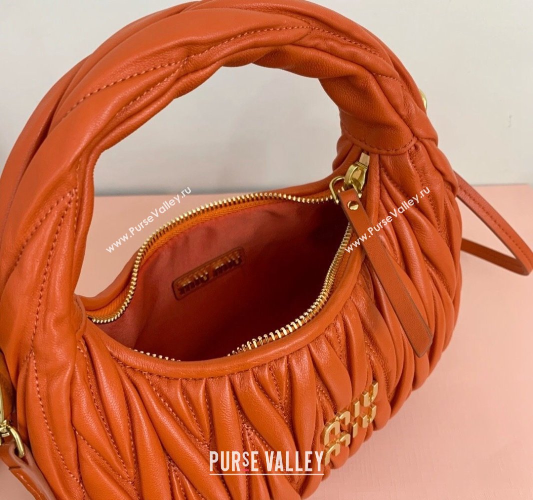 Miu Miu Wander Matelasse Nappa Leather Small Hobo bag 5BC125 Orange 2024 (LN-24103084)