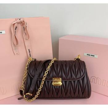 Miu Miu Matelasse nappa Leather Chain shoulder bag 5BD266 Briarwood Brown 2024 (LN-24103074)