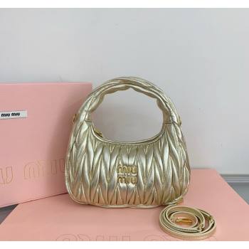 Miu Miu Wander Matelasse Nappa Leather Small Hobo bag 5BC125 Gold 2024 (LN-24103086)