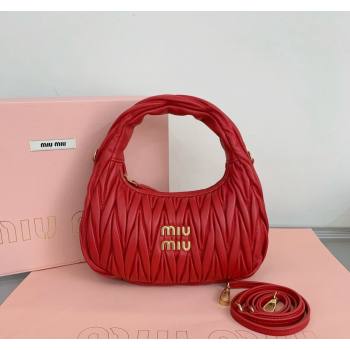 Miu Miu Wander Matelasse Nappa Leather Small Hobo bag 5BC125 Red 2024 (LN-24103092)