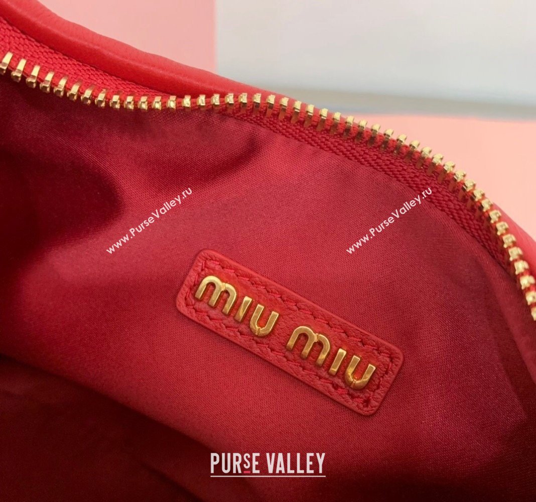 Miu Miu Wander Matelasse Nappa Leather Small Hobo bag 5BC125 Red 2024 (LN-24103092)