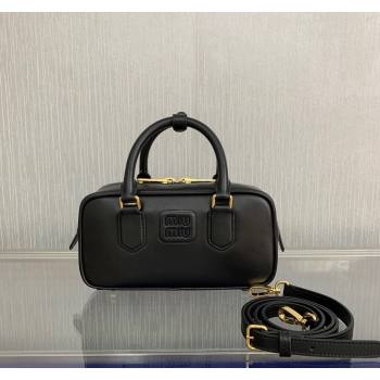 Miu Miu Arcadie Calf Leather top handle bag with Tone-to-Tone Logo Black 2024 5BB142 (LN-24103102)