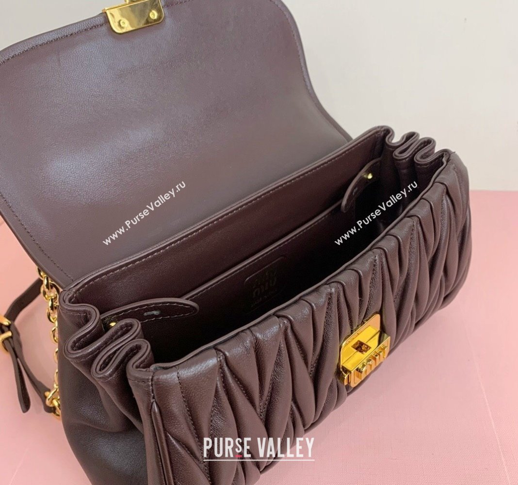 Miu Miu Matelasse nappa Leather Chain shoulder bag 5BD266 Briarwood Brown 2024 (LN-24103074)
